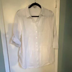 Woman Within 14/16 White Button down Shirt EUC